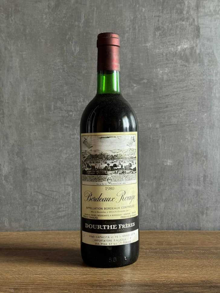 Вино Dourthe Frères Bordeaux Rouge 1980 года.