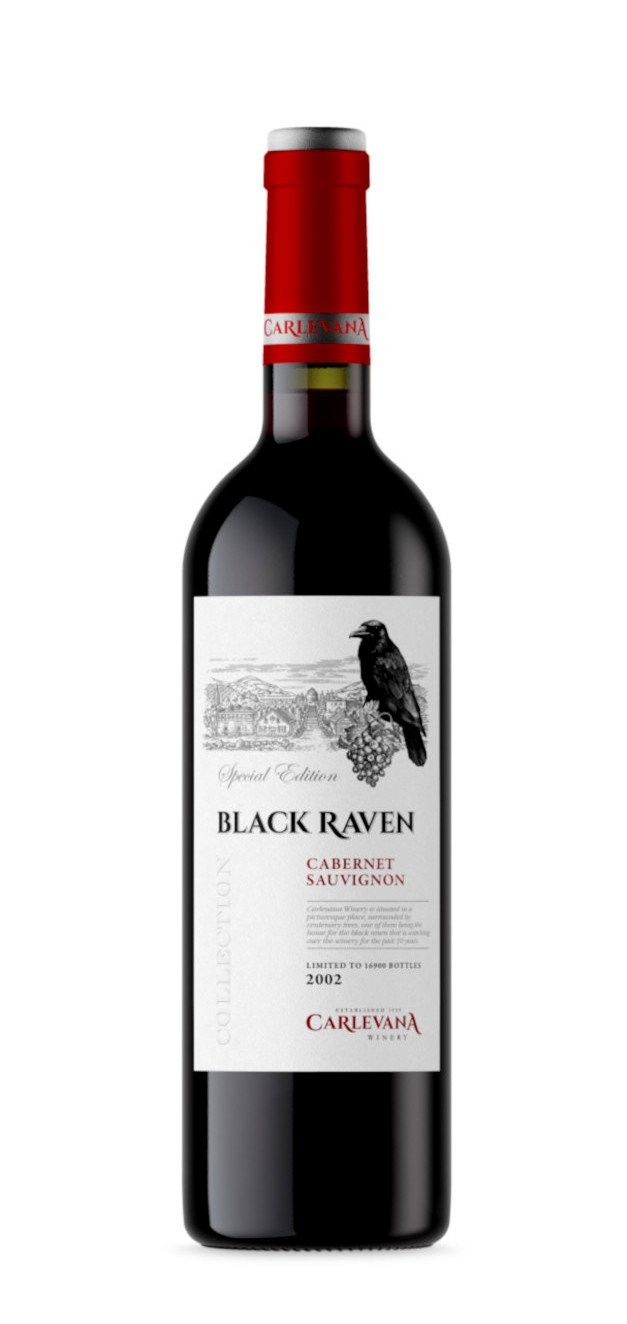 Вино "Black Raven" Каберне-совиньон 2002, Carlevana. 0,75 л.